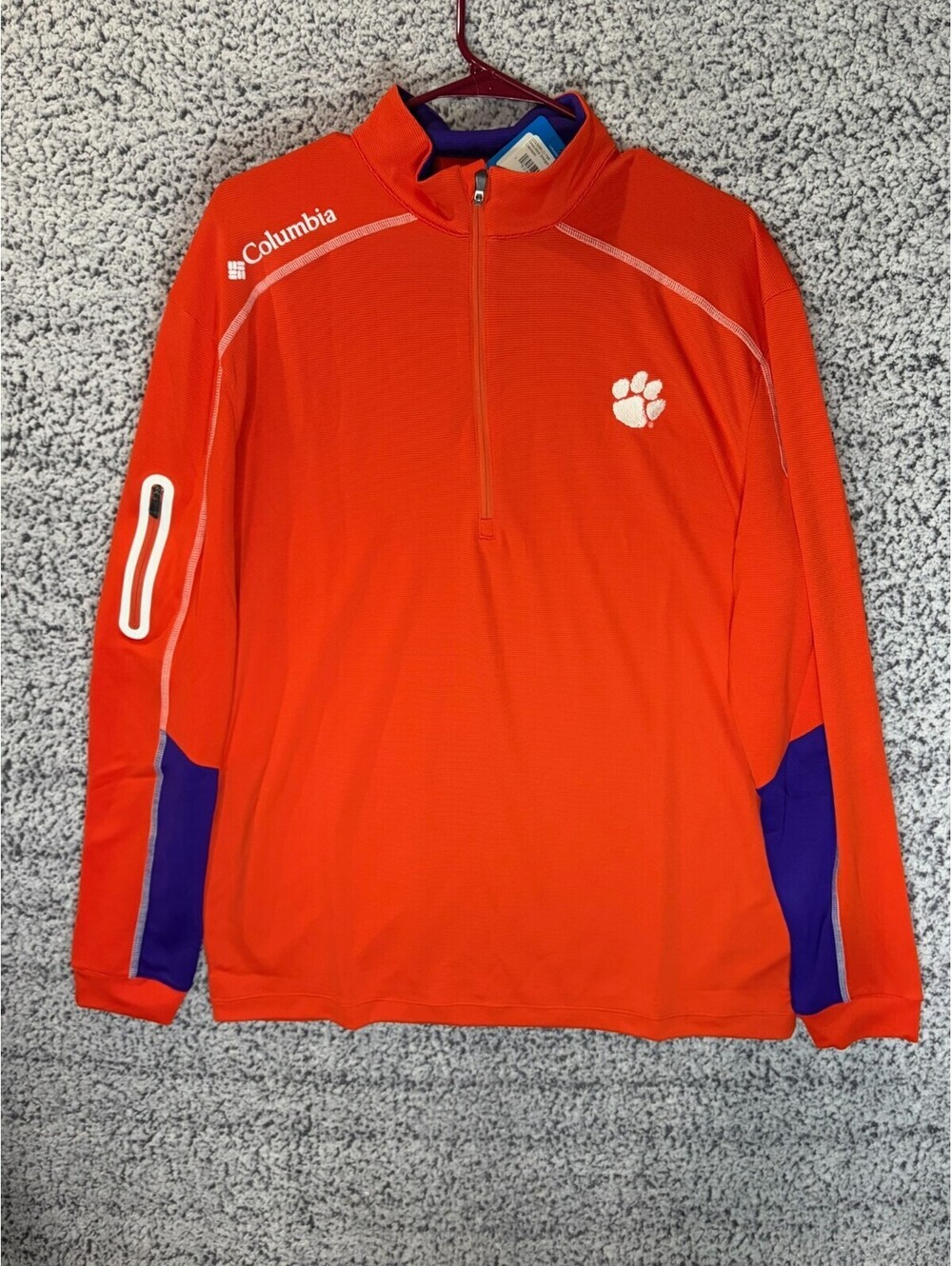 Columbia Golf Clemson Tigers Omni-Wick Shotgun 1/4 Zip Pullover Large NWT